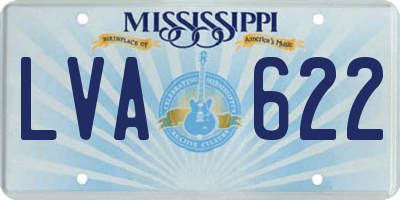 MS license plate LVA622