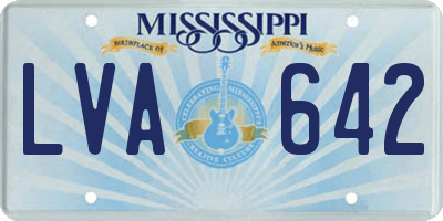 MS license plate LVA642