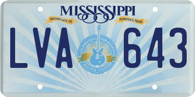 MS license plate LVA643