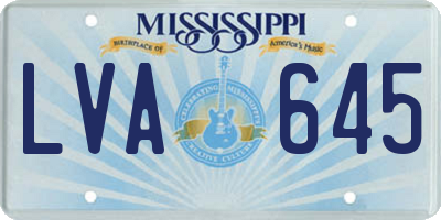MS license plate LVA645