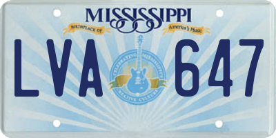 MS license plate LVA647