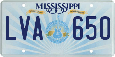MS license plate LVA650