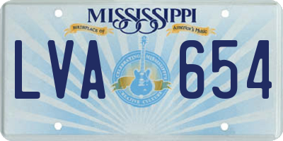 MS license plate LVA654