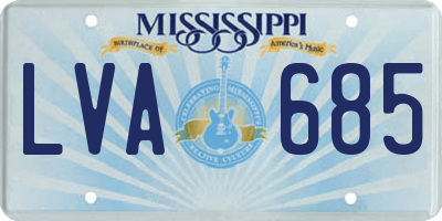 MS license plate LVA685
