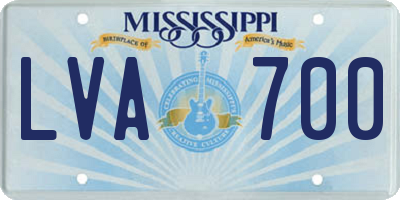 MS license plate LVA700