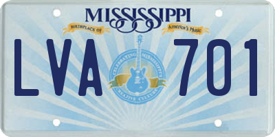 MS license plate LVA701