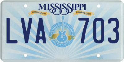 MS license plate LVA703