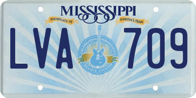 MS license plate LVA709