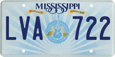 MS license plate LVA722