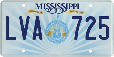 MS license plate LVA725