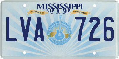 MS license plate LVA726