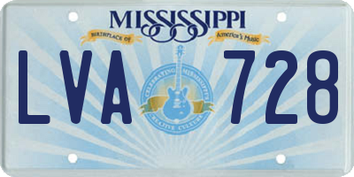 MS license plate LVA728
