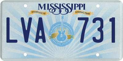 MS license plate LVA731