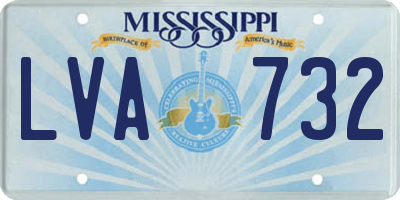MS license plate LVA732