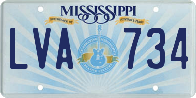 MS license plate LVA734