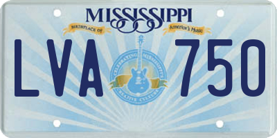 MS license plate LVA750