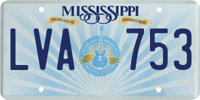 MS license plate LVA753