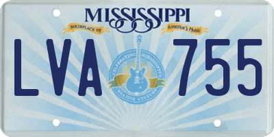 MS license plate LVA755