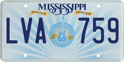 MS license plate LVA759