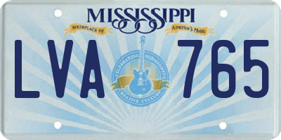 MS license plate LVA765