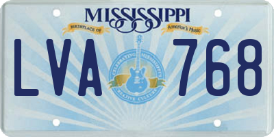MS license plate LVA768