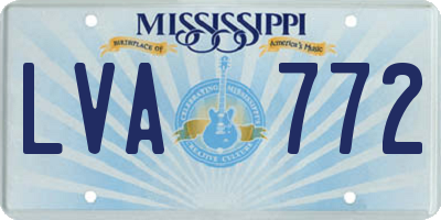 MS license plate LVA772