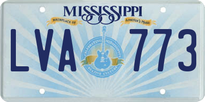 MS license plate LVA773