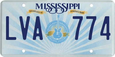 MS license plate LVA774
