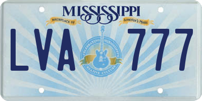 MS license plate LVA777