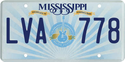 MS license plate LVA778