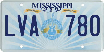MS license plate LVA780