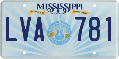 MS license plate LVA781