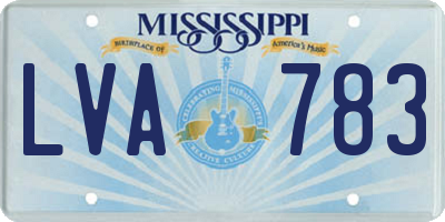 MS license plate LVA783