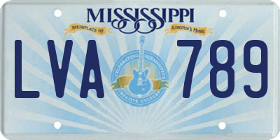 MS license plate LVA789