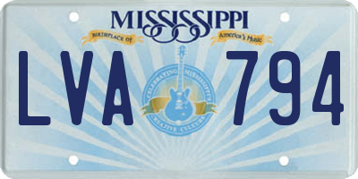 MS license plate LVA794