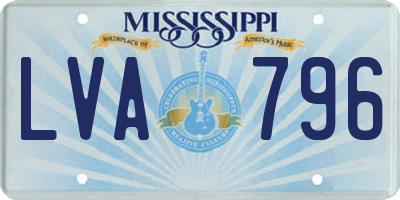 MS license plate LVA796