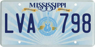 MS license plate LVA798