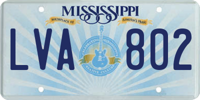 MS license plate LVA802