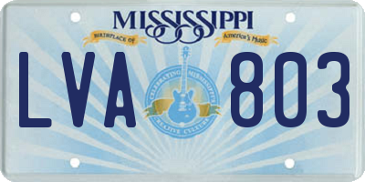 MS license plate LVA803