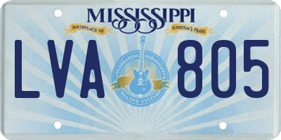 MS license plate LVA805