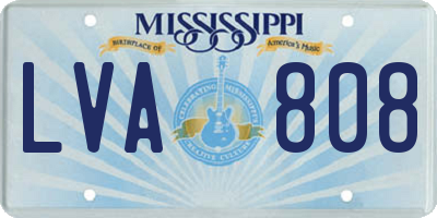 MS license plate LVA808