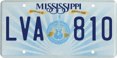 MS license plate LVA810