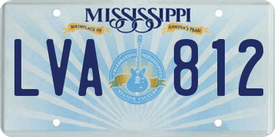 MS license plate LVA812