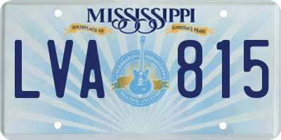 MS license plate LVA815