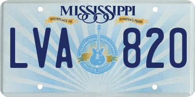 MS license plate LVA820