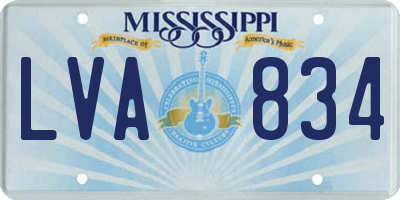 MS license plate LVA834