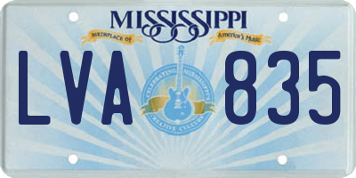 MS license plate LVA835