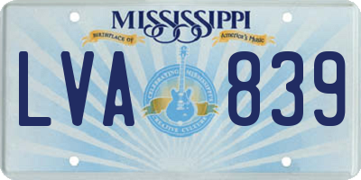MS license plate LVA839