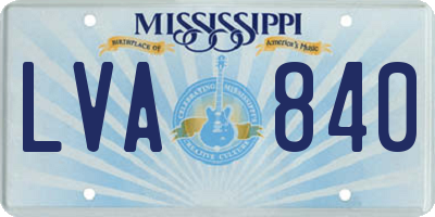 MS license plate LVA840
