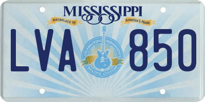 MS license plate LVA850